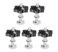 PATIKIL t Track Bolts Knob Kit, 5 Set M6 x 40mm x 32mm Threaded Bolts with Washers and 6-Star Knobs Nuts t Track Accessories for Woodworking Jigs and Fixtures, Silver Black