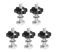 PATIKIL t Track Bolts Knob Kit, 5 Set M8 x 45mm x 32mm Threaded Bolts with Washers and 6-Star Knobs Nuts t Track Accessories for Woodworking Jigs and Fixtures, Silver Black