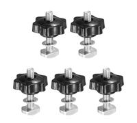 PATIKIL t Track Bolts Knob Kit, 5 Set M8 x 45mm x 38mm Threaded Bolts with Washers and 6-Star Knobs Nuts t Track Accessories for Woodworking Jigs and Fixtures, Silver Black