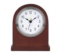 PATIKIL Table Clock, Wooden Grandfather Clock Stand Quartz Movement Battery Operated Living Room Fireplaces Shelf Vintage Decor for Bedside Home Gift, Silver Frame White Base