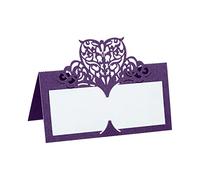 PATIKIL Table Name Place Cards,25Pcs 3.9 x 3.9inch Favor Decor Hollow Butterfly Cut Design Seat Blank Card for Wedding Party Seating Place Cards Purple