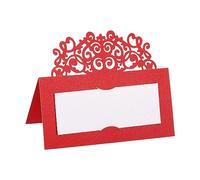 PATIKIL Table Name Place Cards,25Pcs 3.9 x 3.9inch Favor Decor Hollow Lace Cut Design Seat Blank Card for Wedding Party Seating Place Cards Red