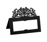 PATIKIL Table Name Place Cards,25Pcs 3.9 x 3.9inch Favor Decor Hollow Lace Cut Design Seat Blank Card for Wedding Party Seating Place Cards Black
