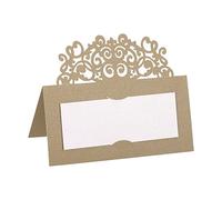 PATIKIL Table Name Place Cards,25Pcs 3.9 x 3.9inch Favor Decor Hollow Lace Cut Design Seat Blank Card for Wedding Party Seating Place Cards Light Gold Tone