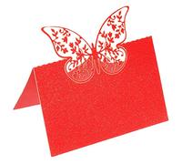 PATIKIL Table Name Place Cards,25Pcs 4.68 x 3.51inch Favor Decor Hollow Butterfly Cut Design Blank Card for Wedding Party Seating Place Cards Red