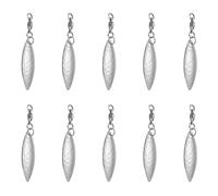 PATIKIL Tail Spinner Fishing Blades with Ball Bearing Swivels 1.8x0.4 Inch, 10 Pack Spinnerbait Lure Making Supplies for Fishing Lures Willow Blade, Silver