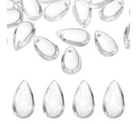 PATIKIL Teardrop Beads, 100Pcs Crystal Tear Drop Top Drilled Pendants Charm Teardrop Czech Glass Beads for DIY Jewelry Making Bracelets Necklace Earrings Craft, Clear White