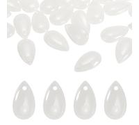 PATIKIL Teardrop Beads, 100Pcs Crystal Tear Drop Top Drilled Pendants Charm Teardrop Czech Glass Beads for DIY Jewelry Making Bracelets Necklace Earrings Craft, White