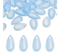 PATIKIL Teardrop Beads, 100Pcs Crystal Tear Drop Top Drilled Pendants Charm Teardrop Czech Glass Beads for DIY Jewelry Making Bracelets Necklace Earrings Craft, Opal Blue