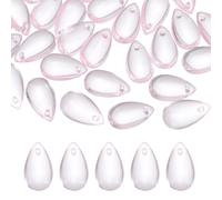 PATIKIL Teardrop Beads, 50Pcs Crystal Tear Drop Top Drilled Pendants Charm Teardrop Czech Glass Beads for DIY Jewelry Making Bracelets Necklace Earings Craft, Light Pink