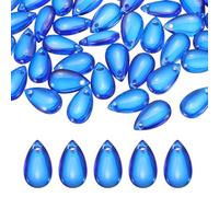 PATIKIL Teardrop Beads, 50Pcs Crystal Tear Drop Top Drilled Pendants Charm Teardrop Czech Glass Beads for DIY Jewelry Making Bracelets Necklace Earings Craft, Dark Blue