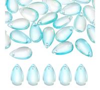 PATIKIL Teardrop Beads, 50Pcs Crystal Tear Drop Top Drilled Pendants Charm Teardrop Czech Glass Beads for DIY Jewelry Making Bracelets Necklace Earings Craft, Blue Golden