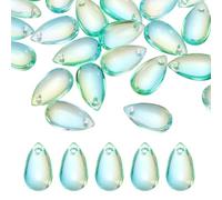 PATIKIL Teardrop Beads, 50Pcs Crystal Tear Drop Top Drilled Pendants Charm Teardrop Czech Glass Beads for DIY Jewelry Making Bracelets Necklace Earings Craft, Green to Yellow