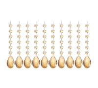 PATIKIL Teardrop Crystal Chandelier Pendants Beads, 10 Pack 165mm Length 38mm Chandelier Prisms Parts Ornaments Hanging Beads for DIY Arts Crafts Decoration, Electroplating Gold Tone