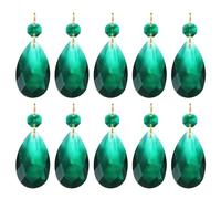 PATIKIL Teardrop Crystal Chandelier Pendants Beads, 10 Pack 60mm Length 38mm Chandelier Prisms Parts Ornaments Hanging Beads for DIY Arts Crafts Decoration, Dark Green