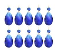 PATIKIL Teardrop Crystal Chandelier Pendants Beads, 10 Pack 60mm Length 38mm Chandelier Prisms Parts Ornaments Hanging Beads for DIY Arts Crafts Decoration, Dark Blue
