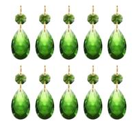 PATIKIL Teardrop Crystal Chandelier Pendants Beads, 10 Pack 60mm Length 38mm Chandelier Prisms Parts Ornaments Hanging Beads for DIY Arts Crafts Decoration, Green