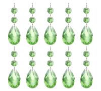 PATIKIL Teardrop Crystal Chandelier Pendants Beads, 10 Pack 85mm Length 38mm Chandelier Prisms Parts Ornaments Hanging Beads for DIY Arts Crafts Decoration, Light Green