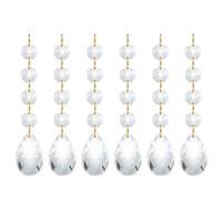 PATIKIL Teardrop Crystal Chandelier Pendants Beads, 6 Pack 120mm Length 38mm Chandelier Prisms Parts Ornaments Hanging Beads for DIY Arts Crafts Decoration, Clear