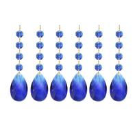 PATIKIL Teardrop Crystal Chandelier Pendants Beads, 6 Pack 120mm Length 38mm Chandelier Prisms Parts Ornaments Hanging Beads for DIY Arts Crafts Decoration, Dark Blue
