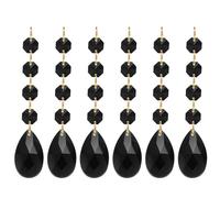 PATIKIL Teardrop Crystal Chandelier Pendants Beads, 6 Pack 120mm Length 38mm Chandelier Prisms Parts Ornaments Hanging Beads for DIY Arts Crafts Decoration, Black