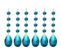 PATIKIL Teardrop Crystal Chandelier Pendants Beads, 6 Pack 120mm Length 38mm Chandelier Prisms Parts Ornaments Hanging Beads for DIY Arts Crafts Decoration, Sky Blue