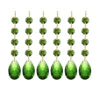 PATIKIL Teardrop Crystal Chandelier Pendants Beads, 6 Pack 120mm Length 38mm Chandelier Prisms Parts Ornaments Hanging Beads for DIY Arts Crafts Decoration, Green
