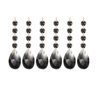 PATIKIL Teardrop Crystal Chandelier Pendants Beads, 6 Pack 120mm Length 38mm Chandelier Prisms Parts Ornaments Hanging Beads for DIY Arts Crafts Decoration, Light Black