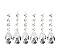 PATIKIL Teardrop Crystal Chandelier Pendants Beads, 6 Pack 120mm Length 38mm Chandelier Prisms Parts Ornaments Hanging Beads for DIY Arts Crafts Decoration, Electroplating Gray