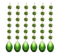 PATIKIL Teardrop Crystal Chandelier Pendants Beads, 6 Pack 160mm Length 38mm Chandelier Prisms Parts Ornaments Hanging Beads for DIY Arts Crafts Decoration, Green
