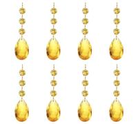 PATIKIL Teardrop Crystal Chandelier Pendants Beads, 8 Pack 100mm Length 38mm Chandelier Prisms Parts Ornaments Hanging Beads for DIY Arts Crafts Decoration, Gold Tone
