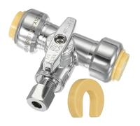 PATIKIL Tee Stop Valve 1/2" x 1/2" x 1/4" Compression Water Shut Off Valve 1/4 Turn Operation with 1/2" Disconnect Clip & Sealing Tape for Faucet Toilet Pex Copper Cpvc Pipe Brass