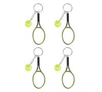 PATIKIL Tennis Keychain, 4Pcs Mini Tennis Racket Keychain Key Ring Tennis Ball Cute Sports Keyrings for Sport Lovers, Green