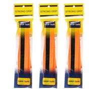 PATIKIL Tennis Racket Grip Tape, 3 Pack PU Racquet Overgrip with Damping Ridges Anti-Slip Absorbent Perforated Handle Grip for Badminton Pickleball Fishing Rod, Orange