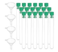 PATIKIL Test Tubes Set, 100Pcs 100x12mm Plastic Clear Round Bottom Test Tube Containers with Stopper and Funnel for Bead Party Candy Bath Salt Storage Scientific Experiment Prop, Green