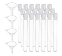 PATIKIL Test Tubes Set, 100Pcs 100x12mm Plastic Clear Round Bottom Test Tube Containers with Stopper and Funnel for Bead Party Candy Bath Salt Storage Scientific Experiment Prop, White