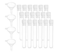 PATIKIL Test Tubes Set, 100Pcs 75x12mm Plastic Clear Round Bottom Test Tube Containers with Stopper and Funnel for Bead Party Candy Bath Salt Storage Scientific Experiment Prop, White