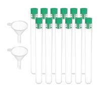 PATIKIL Test Tubes Set, 50Pcs 100x12mm Plastic Clear Round Bottom Test Tube Containers with Stopper and Funnel for Bead Party Candy Bath Salt Storage Scientific Experiment Prop, Green