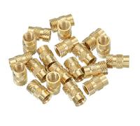 PATIKIL Threaded Inserts 1/4"-20x12x8mm, 20 Pcs Brass Heat Set Insert Female Threaded Inserts Knurled Nuts Embedment Nut for Plastic and 3D Printing Components, Gold