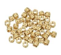 PATIKIL Threaded Inserts 1/4"-20x6x8mm, 50 Pcs Brass Heat Set Insert Female Threaded Inserts Knurled Nuts Embedment Nut for Plastic and 3D Printing Components, Gold