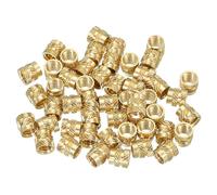 PATIKIL Threaded Inserts 1/4"-20x8x8mm, 50 Pcs Brass Heat Set Insert Female Threaded Inserts Knurled Nuts Embedment Nut for Plastic and 3D Printing Components, Gold
