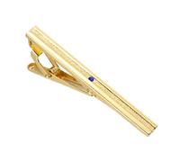 PATIKIL Tie Clip for Men, Rhinestones Necktie Bar Pinch Clips with Gift Box for Regular Ties Wedding Business Valentine's Day Father's Day Anniversary, Gold Tone(Blue)