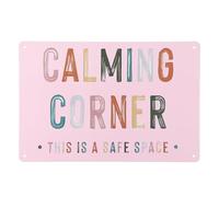 PATIKIL Tinplate Plaque, 11.8 x 7.8" Retro Cartoon Tin Painting Warm Calming Corner Style Home Bar Metal Plaque Sign for Art Wall Decor Classroom Living Bedroom Bar Yard, Light Pink
