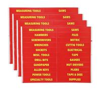 PATIKIL Tool Box Label Sticker, 4 Sheets Machine Organizer Decal Waterproof Tool Box Stickers for Home Industry, Red (22 Pcs/Sheet)