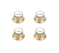 PATIKIL Top Hat Guitar Bell Knobs 6mm/0.24" ID 2 Volume 2 Tone Speed Control Knobs for ST/SQ Electric Guitar Replacement Plastic Aluminum Gold 2Set