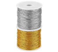 PATIKIL Total 44yard Metallic Cord Set, 2Rolls 0.8mm Dia Tinsel Ornament String Thread for Craft Beading Jewelry Making Gift Wrapping Decoration, Gold,Silver