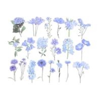 PATIKIL Transparent Flower Vinyl Stickers, 40 Sheet Waterproof PET Flowers Decals Floral Stickers for Scrapbook Journaling Crafts DIY Water Bottles, Blue
