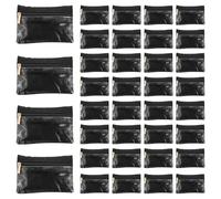PATIKIL Travel Jewelry Pouches, 36 Pcs Soft Portable Small Flannel Jewelry Bags Organizer with Zipper for Earrings Necklace Bracelets Storage Travel, Black, 4.3" x 3.1"