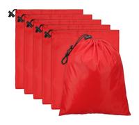 PATIKIL Travel Storage Bags with Toggle 14 x 16 Inch, 6 Pack Waterproof 210D Polyester Drawstring Bag Stuff Sack Cinch Bag for Gym Traveling Hiking Yoga Shoes Organizer, Red