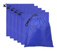 PATIKIL Travel Storage Bags with Toggle 14 x 16 Inch, 6 Pack Waterproof 210D Polyester Drawstring Bag Stuff Sack Cinch Bag for Gym Traveling Hiking Yoga Shoes Organizer, Sapphire Blue
